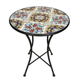 Tavolo tondo da esterno Ø70x75 cm in ferro e ceramica, Vietri Esté