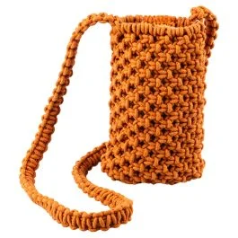 Mini bag da spiaggia con tracolla, intrecciata 13x20 cm, ruggine, Macramè