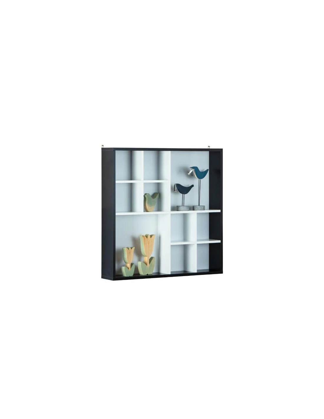 LIBRERIA BACHECA DA PARTETE 10 VANI 70X13X70 CM BIANCO/NERO