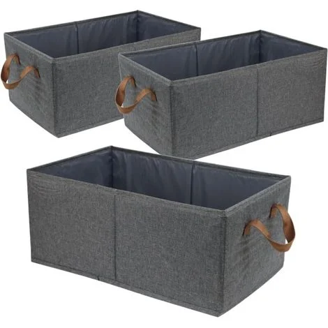 Set di 3 contenitori portaoggetti di grande capacità, sistema di organizzazione per armadi, robuste scatole pieghevoli per riporre vestiti, biancheria, giocattoli e libri.