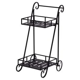 Carrello portavasi 2 ripiani in ferro battuto  42x38x79 cm, nero, Esté