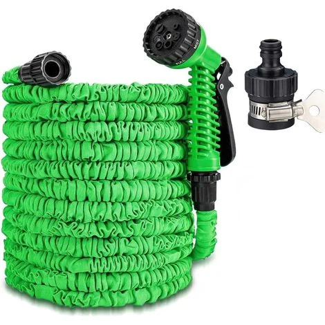 [NON UTILIZZATO] Tubo da giardino estensibile da 30 m/100 piedi, flessibile e leggero, con 7 tipi di spruzzo e giunto universale. Tubo retrattile per irrigazione, lavaggio auto e bagno animali domesti