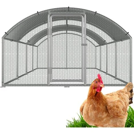 Wolketon Recinto 3×8×2 m con tetto ad arco – Pollaio in metallo accessibile, superficie di 24 m², porta con serratura, recinto per polli e piccoli animali