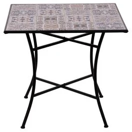 Tavolo quadrato da esterno 83x83x75 cm in ferro e ceramica, Taormina Esté