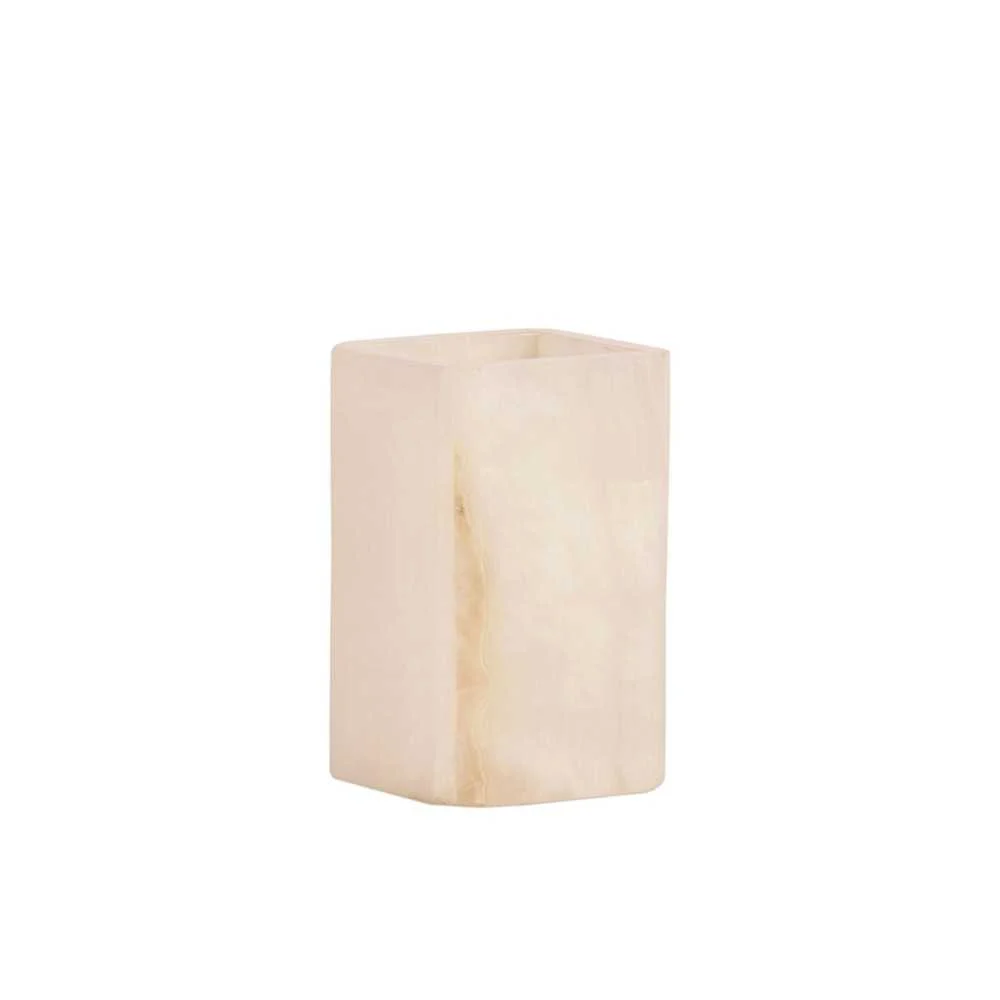 Bicchiere Portaspazzolini in Marmo Chiaro 7x7x11 cm