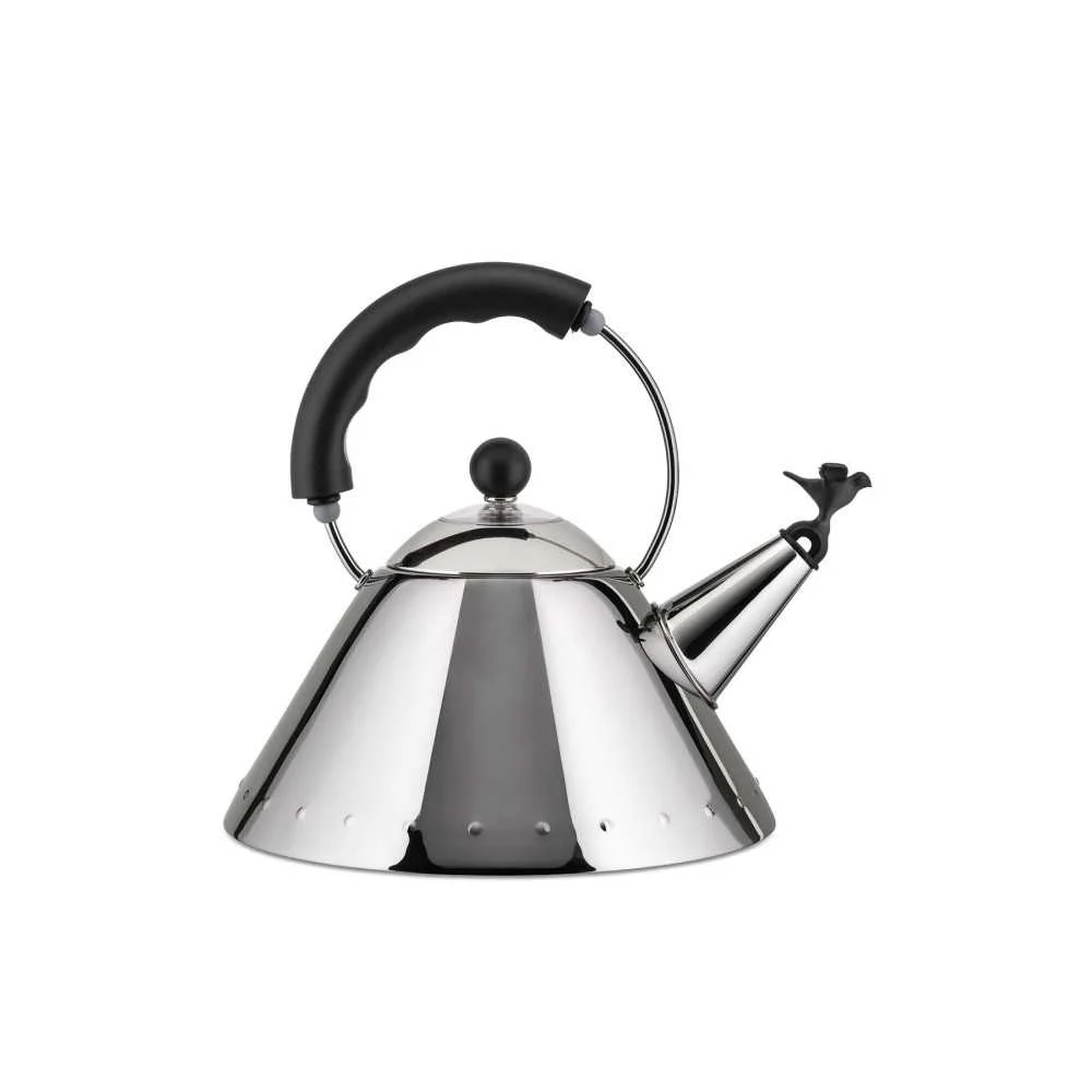 Bollitore 9093 con uccellino manico Nero by Alessi