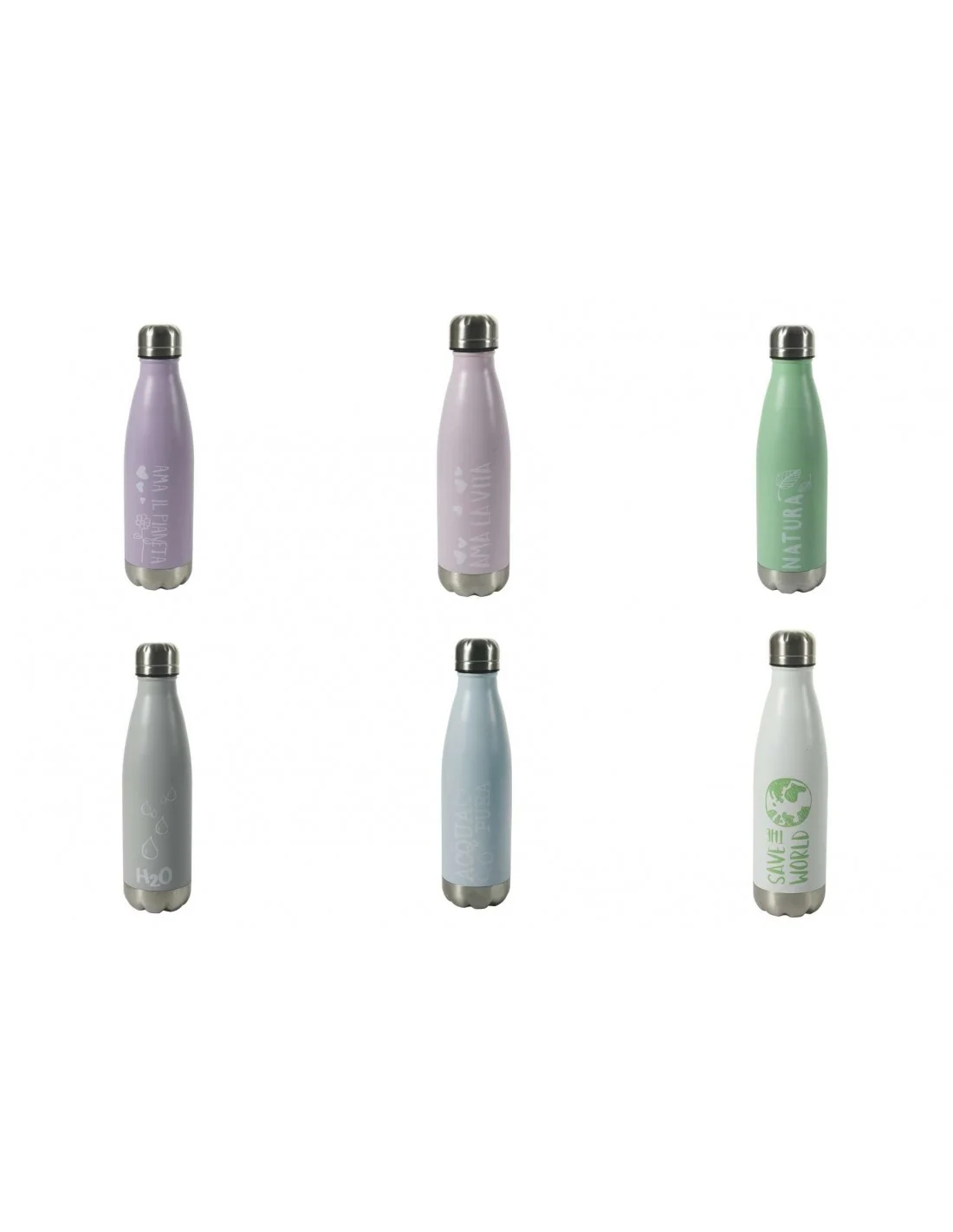 BOTTIGLIA TERMICA 500ML 24H ACCIAIO INOX 6 COLORI ASSORTITI