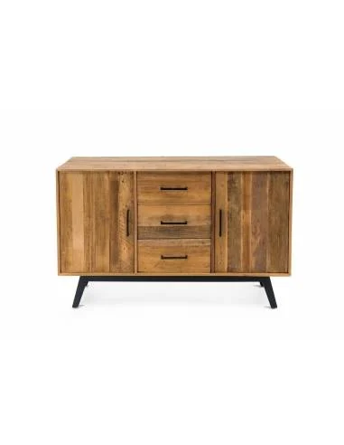 Buffet 2 ante 3 cassetti con piedi in legno scuro