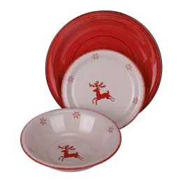 Servizio piatti 9 pezzi in stoneware dipinto a mano, Lapponia Sibilla