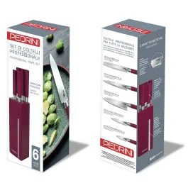 Set di 5 coltelli professionale Pedrini con ceppo