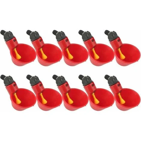 Abbeveratoio per Pollo, 10 Pezzi Abbeveratoi per Galline per Pollame Dispenser per Bevande Red Flock Anatra Acqua per Alimenti per Uccelli per Piccioni GrooFoo
