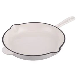 Padella 26,5 cm in ghisa smaltata, induzione, bianco, Radici Vaniglia