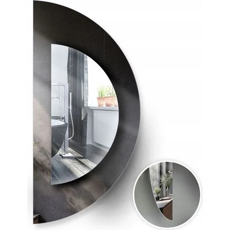 Specchio semicircolare diametro 120x60 cm con lati smussati, classico senza cornice