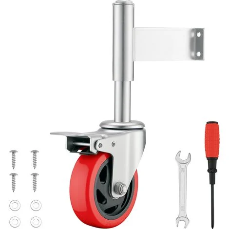 Wiltec Ruota per cancello con freno 100 mm, portata max 150 kg, ruote per cancelli pesanti, in acciaio vernicato a polvere e plastica, per cancello scorrevole e da giardino