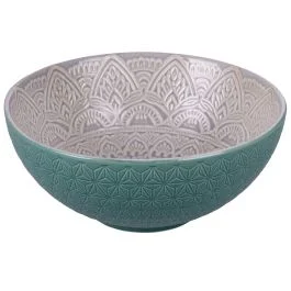 Insalatiera Ø25 cm in gres smaltato, turchese e grigio, Baku