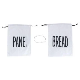Sacchetto pane in cotone con laccetto, double face, bianco, Bigismore