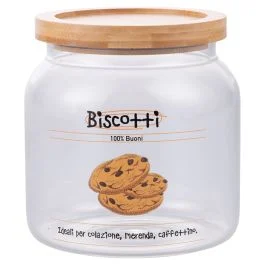 Biscottiera 1,9L in vetro borosilicato, coperchio in bambù,  SìChef