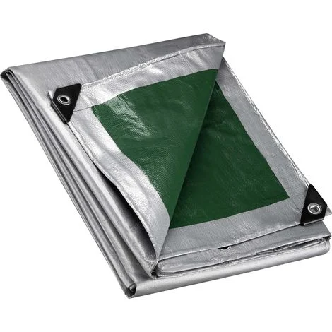 Wiltec Telone occhiellato verde 7 x 6 m resistente alle intemperie e a raggi UV, impermeabile, robusto telo di protezione in polietilene 120 g/m² con rivestimento in PVC