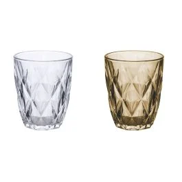 Set 2 bicchieri acqua 340 ml, trasparente e marrone, Celine Sibilla