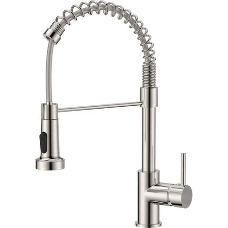 Rubinetto da cucina, miscelatore con doccetta estraibile girevole a 360°, doccetta ad arco alto per lavello, 2 modalità, acciaio inox -Crezuo