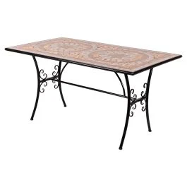Tavolo rettangolare da esterno 143x83 cm in ferro e ceramica, Cipro Esté