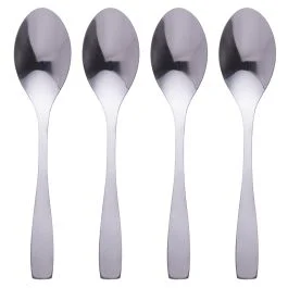 Set 4 cucchiaini Manhattan in acciaio inox, silver lucido, Sibilla