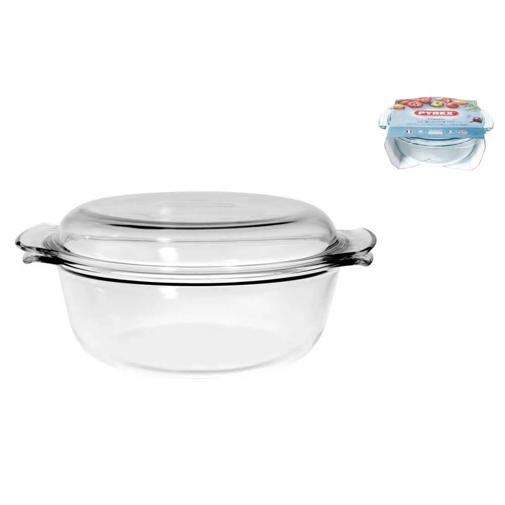 Casseruola tonda con coperchio 4,9 L in vetro borosilicato Pyrex – visibilità e resistenza