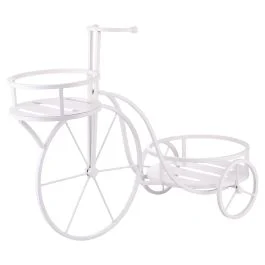 Bicicletta portavasi 2 ripiani in ferro battuto 55x26x42 cm, crema, Esté