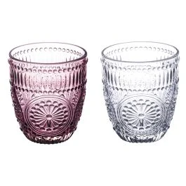 Set 2 bicchieri acqua 330 ml, trasparente e prugna, Siviglia Sibilla