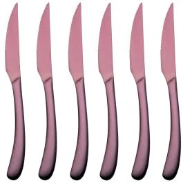 Set 6 coltelli bistecca in acciaio inox, rame opaco, Montecarlo