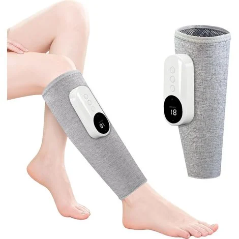 Massaggiatore per gambe wireless con calore e compressione, massaggiatore per polpacci con 3modalità e 3livelli di intensità, dispositivo di massaggio per la circolazione sanguigna e il rilassamento