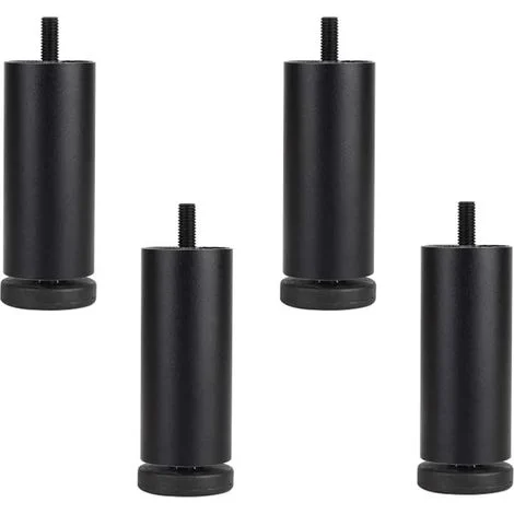Set di 4 gambe per divano in lega di alluminio regolabili in altezza, piedini di ricambio per mobili, filettatura M8, nero, 15 cm