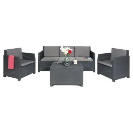 Set giardino 5 posti effetto rattan, antracite