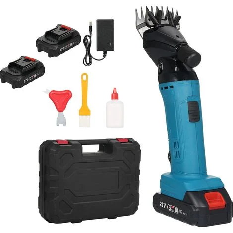 Tosatrice elettrica per pecore da 500 W, tosatrice per pecore con 6 velocità regolabili, tosatrice professionale per tosatrici per animali, lana e capra, con custodia per il trasporto, 2 batterie