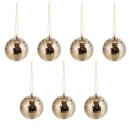 Set 7 palle natalizie disco ball, oro, Santa's House