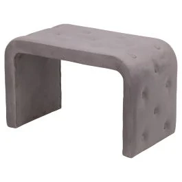 Panca arredo ad arco, rivestimento effetto velluto trapuntato, 75x40x46 cm, grigio, More Amor