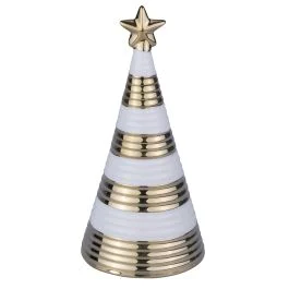 Albero decorativo in porcellana h. 18,5 cm, Xmas Gold
