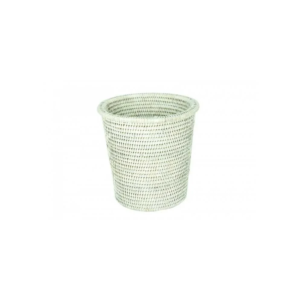 Cestino Gettacarta Rattan Bianco 20 cm