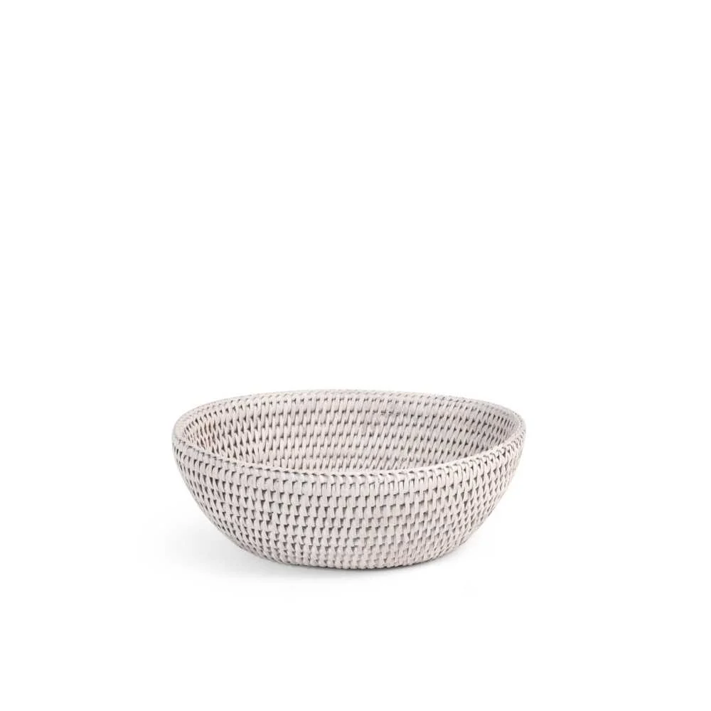 Cestino Ovale Rattan Bianco H&H  22,5 x 7,5 cm