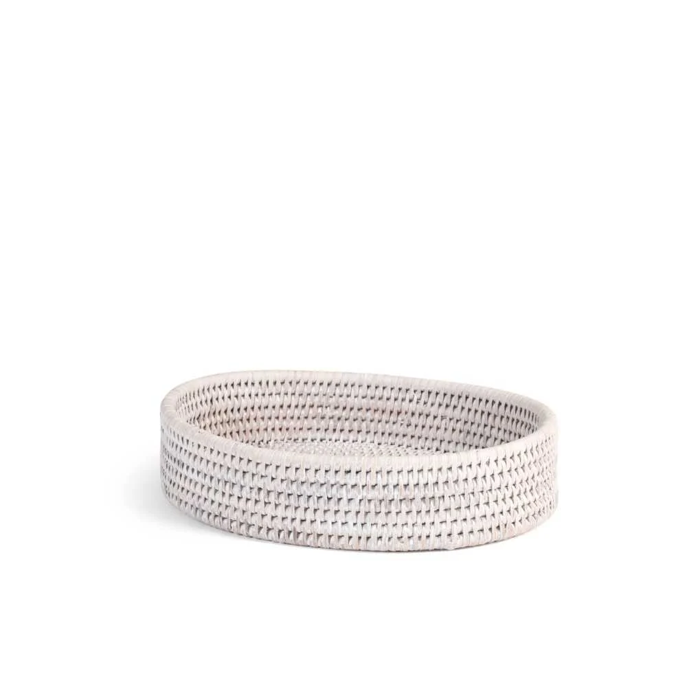 Cestino Ovale Rattan Bianco H&H  24,5 x 19 x 5,5 cm