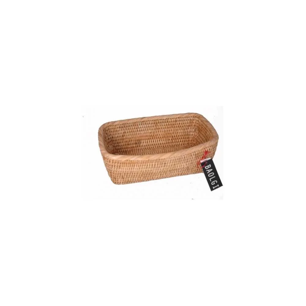 Cestino Pane Rettangolare in Rattan Naturale 27x18x8.5 cm