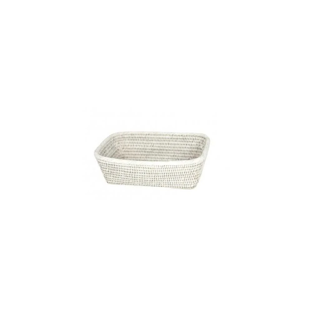Cestino Pane Rettangolare Rattan Bianco 27x18x8.5 cm