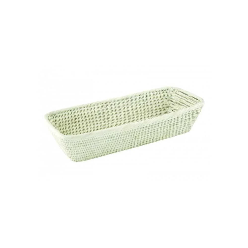 Cestino Portapane Ovale Rattan Bianco 40x18 cm