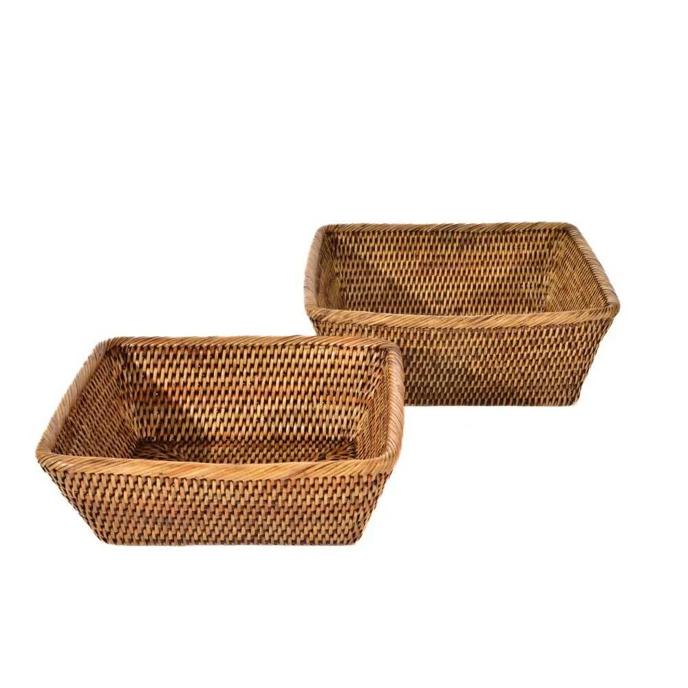 Cestino rettangolare in rattan 28x24x10 cm