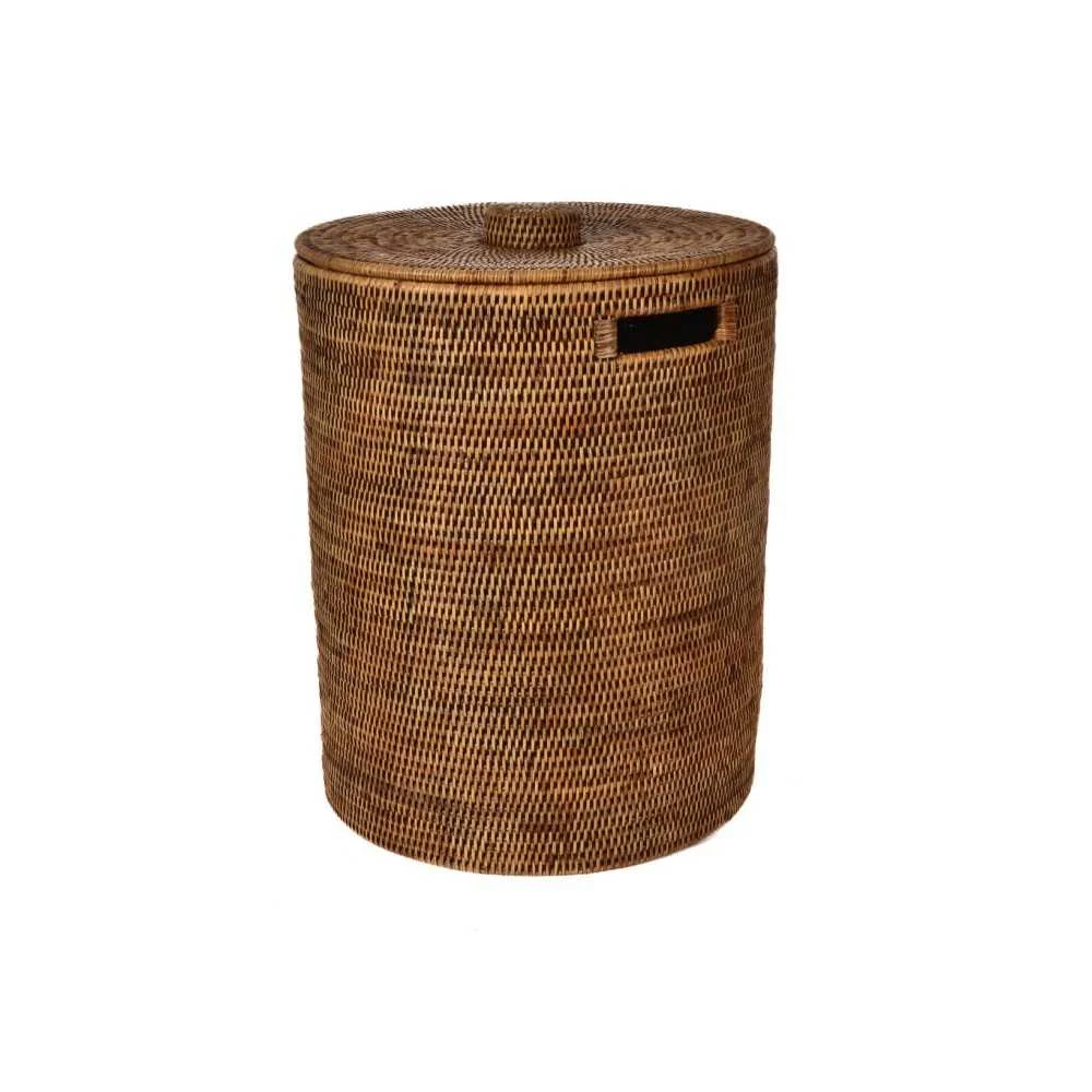 Cesto Portabiancheria in Rattan con Coperchio 40x50 cm