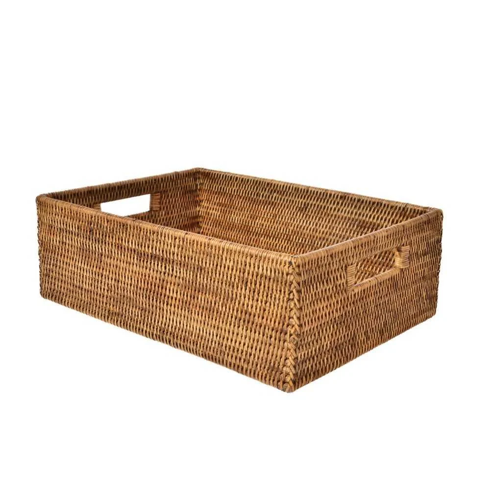 Cesto Rettangolare in Rattan con Manici 45 cm