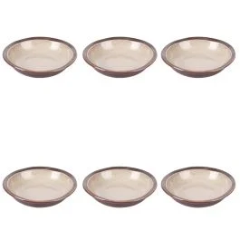 Set 6 piatti fondi beige in gres, Bretagne Terra
