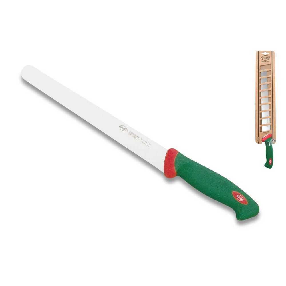 Coltello da Prosciutto Professionale Sanelli, Lama in Acciaio Inox 24 cm, Manico Antiscivolo