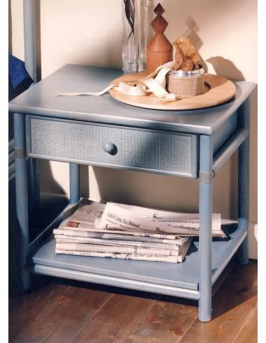 Comodino in rattan con cassetto midollino