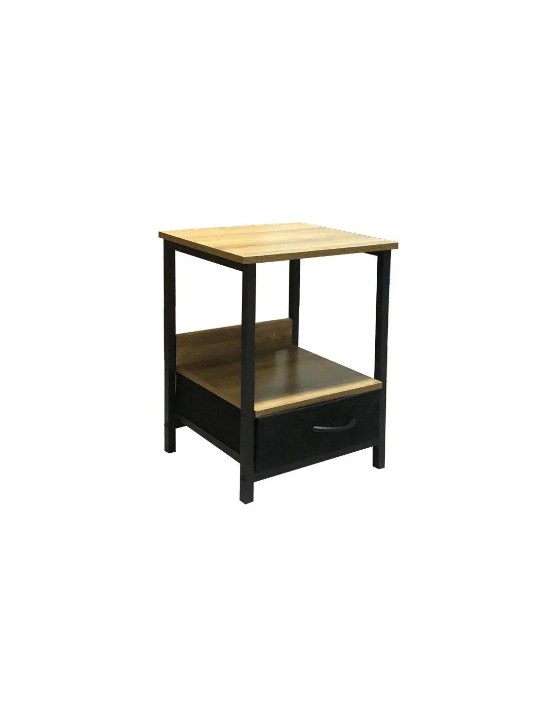 COMODINO INDUSTRIAL CON CASSETTO 40x35x55H QUERCIA